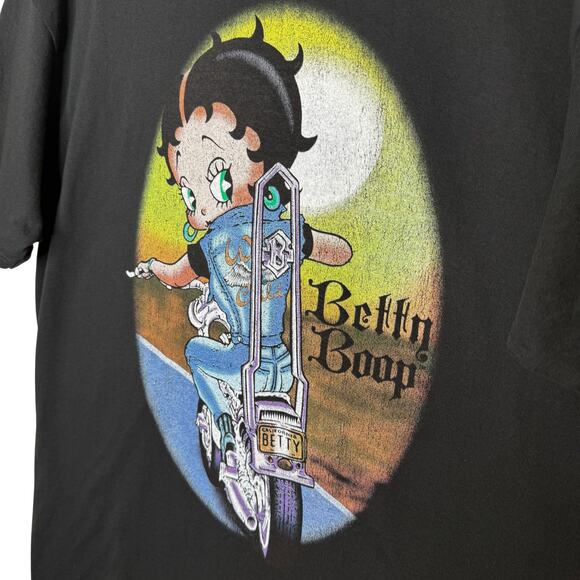 Betty Boop Wild Child Motorcycle Biker Short Sleeve Graphic T-Shirt Size XL Tee - Picture 3 of 6